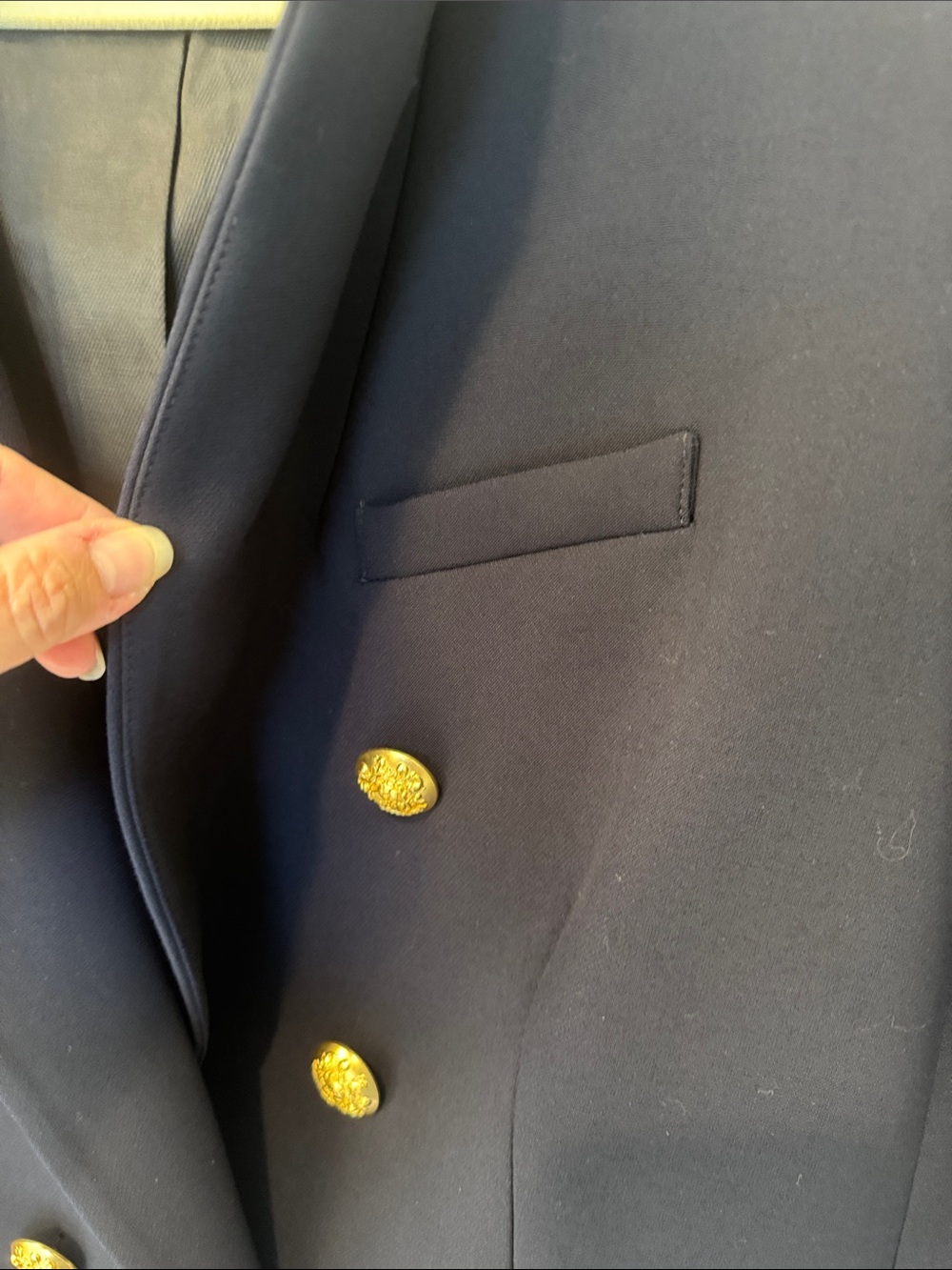 Veronica Beard Miller Dickey Jacket Navy Double-Breasted Blazer w Gold Buttons - Picture 9 of 9